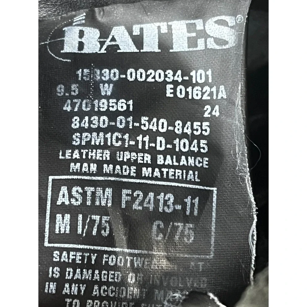 Bates DuraShocks Mens 9.5 W Black Leather Steel Toe Combat Work Boots E01621A